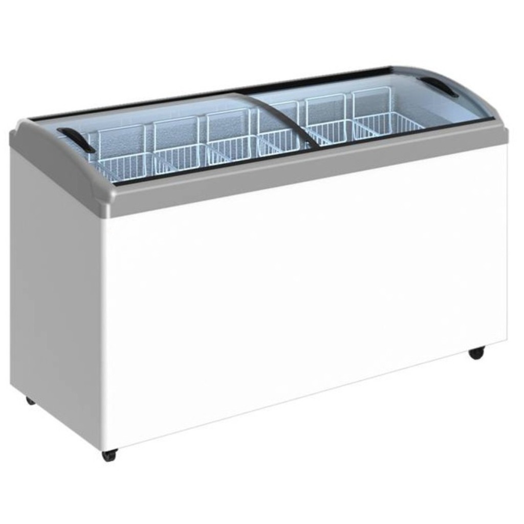 Ларь морозильный с гнутым стеклом CRYSPI ЛВН 600 Г (CF 600CQ) серый без корзин