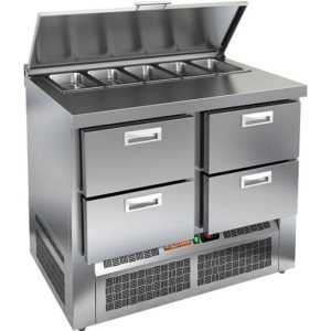 Стол холодильный для салатов HiCold SLE1-22SN (1/3) с крышкой