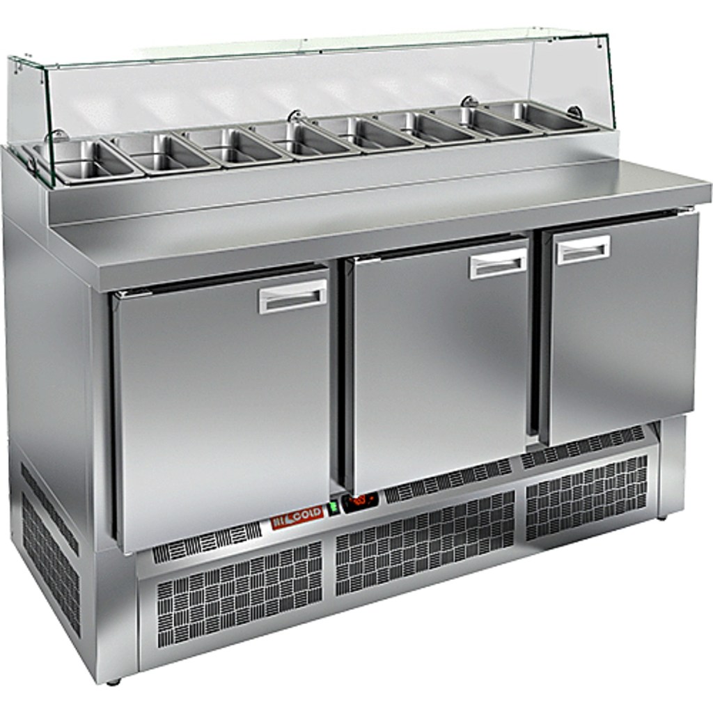 Стол холодильный для пиццы HiCold PZE1-111/GN стекло